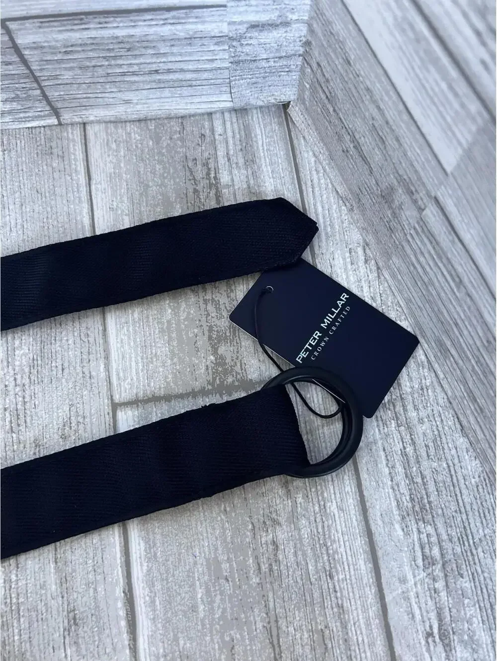 Peter Millar Crown Crafted D-Ring Belt Men M Navy Blue Woven NWT $98